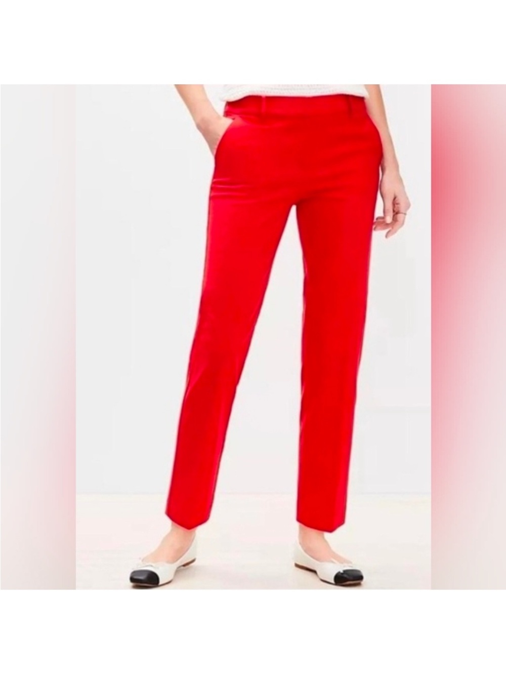 LOFT Red Marisa Straight-Leg Women's Pants